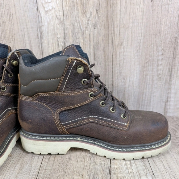 Irish Setter Brown Lace-Up Leather Work Boots with Cream Sole main image 5